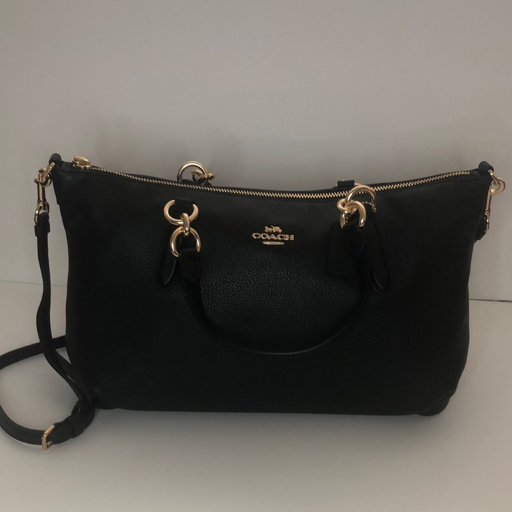New - Coach Ally Satchel Pebble Leather - Black
